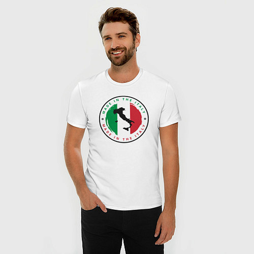 Мужская slim-футболка Сделан в Италии / Белый – фото 3