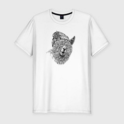 Футболка slim-fit Альпака в шапке, цвет: белый