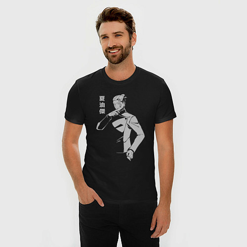 Мужская slim-футболка Гето Сугуру студент / Черный – фото 3