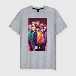 Футболка slim-fit BTS anime style, цвет: меланж