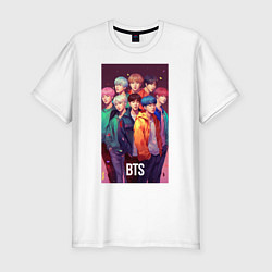 Футболка slim-fit BTS anime style, цвет: белый