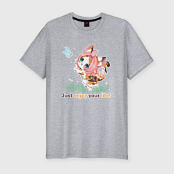 Футболка slim-fit Диона Diona: enjoy your life, цвет: меланж