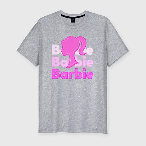 Мужская slim-футболка Логотип Барби объемный / Меланж – фото 1