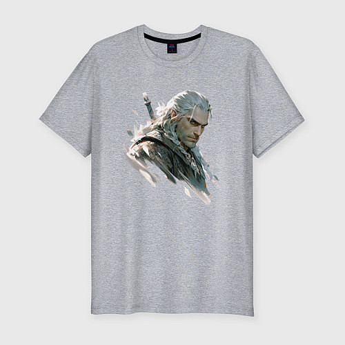 Мужская slim-футболка Портрет Ведьмака / Меланж – фото 1