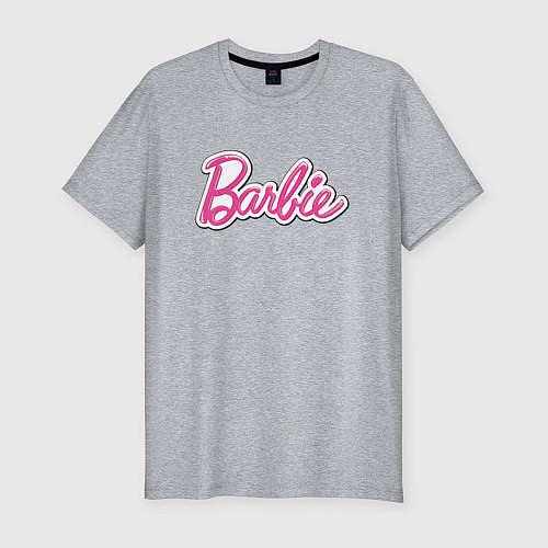 Мужская slim-футболка Barbie title / Меланж – фото 1