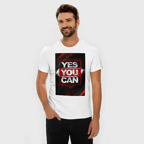 Мужская slim-футболка Yes, you can / Белый – фото 3