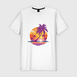 Футболка slim-fit Отдых в тропиках, цвет: белый