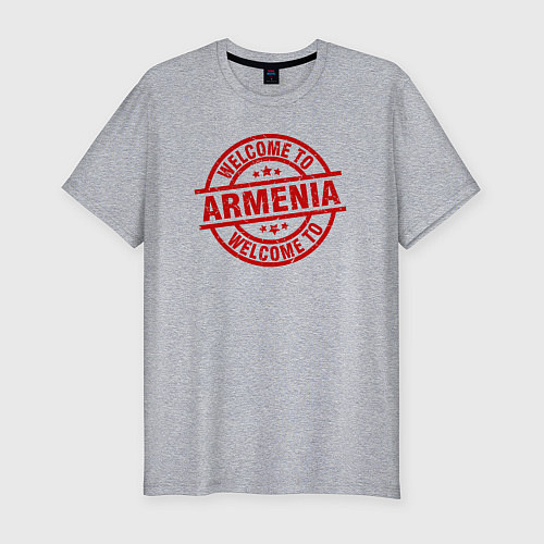 Мужская slim-футболка Добро пожаловать в Армению / Меланж – фото 1