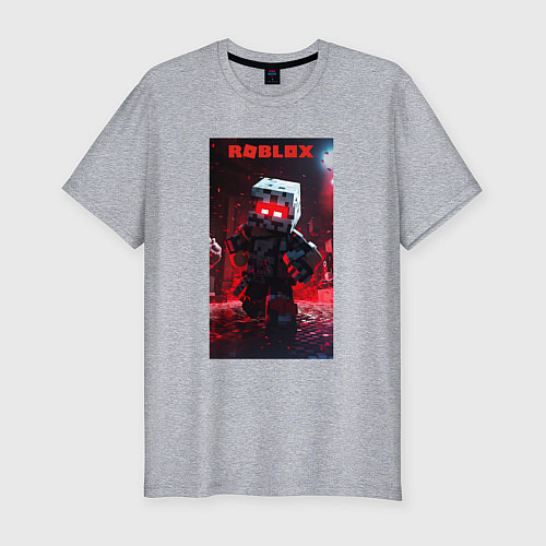 Мужская slim-футболка Roblox red style / Меланж – фото 1