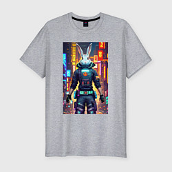 Футболка slim-fit Super hare - cyberpunk - metropolis, цвет: меланж