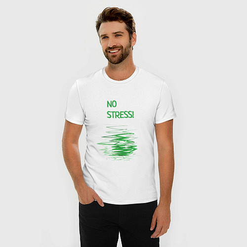 Мужская slim-футболка No stress! / Белый – фото 3