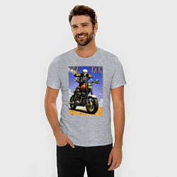 Футболка slim-fit Crazy racer - skeleton - motorcycle, цвет: меланж — фото 2