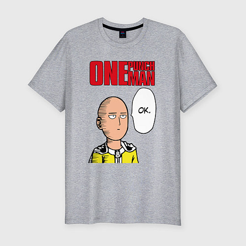 Мужская slim-футболка Saitama - one punch man / Меланж – фото 1