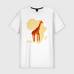 Футболка slim-fit Жираф из Африки, цвет: белый