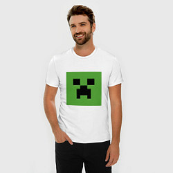 Футболка slim-fit Minecraft creeper face, цвет: белый — фото 2