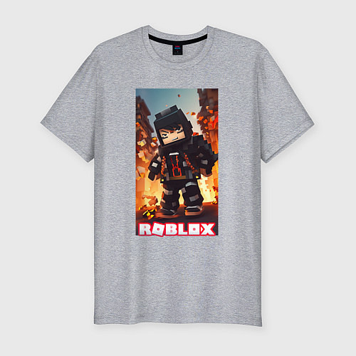 Мужская slim-футболка Roblox rapper / Меланж – фото 1
