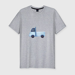 Футболка slim-fit Милая голубая машинка грузовик, цвет: меланж
