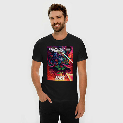 Мужская slim-футболка КС 2 hyperbeast / Черный – фото 3