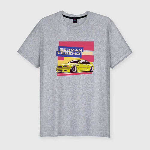 Мужская slim-футболка BMW M3 German Legend / Меланж – фото 1