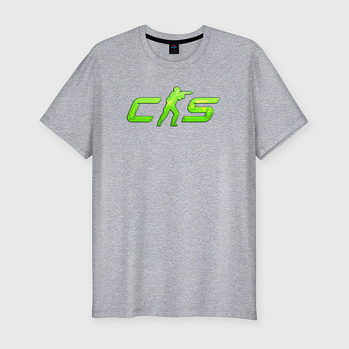Мужская slim-футболка CS2 green logo / Меланж – фото 1