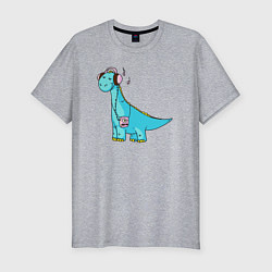 Футболка slim-fit Music dino, цвет: меланж