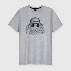 Футболка slim-fit Морская свинка в панаме, цвет: меланж