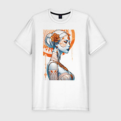 Футболка slim-fit Ажурный портрет - нейросеть, цвет: белый