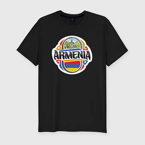Мужская slim-футболка Adventure Armenia / Черный – фото 1