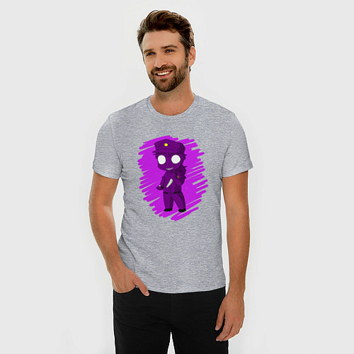 Мужская slim-футболка Фиолетовый человек / Меланж – фото 3