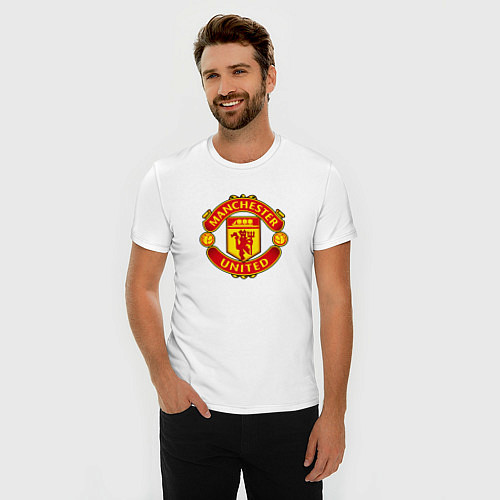 Мужская slim-футболка Манчестер Юнайтед фк спорт / Белый – фото 3