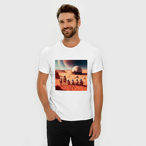 Мужская slim-футболка Вечер на марсе / Белый – фото 3