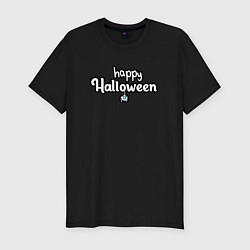 Футболка slim-fit Happy halloween и паук, цвет: черный