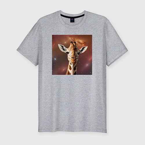 Мужская slim-футболка Космический жираф / Меланж – фото 1
