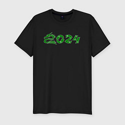 Футболка slim-fit Зеленый дракон 2024 деревянный, цвет: черный