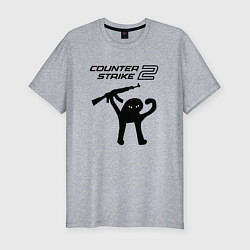 Футболка slim-fit Counter strike 2 мем, цвет: меланж
