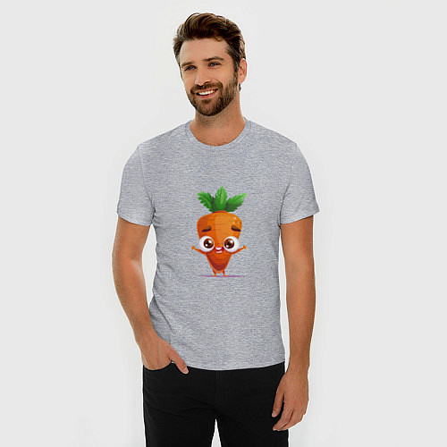Мужская slim-футболка Морковка кавайная / Меланж – фото 3