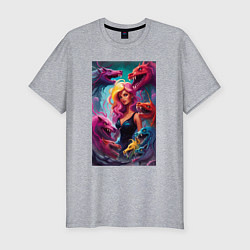 Футболка slim-fit Ведьма среди оборотней - нейросеть, цвет: меланж