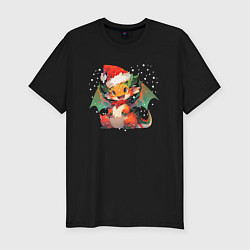 Футболка slim-fit Red christmas dragon, цвет: черный