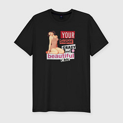 Футболка slim-fit Супер-девочка, цвет: черный