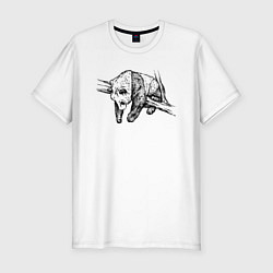 Футболка slim-fit Панда висит на ветках, цвет: белый