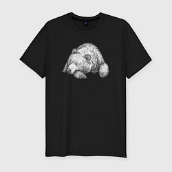 Футболка slim-fit Спящий медведь, цвет: черный