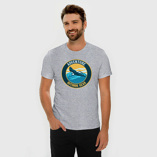 Мужская slim-футболка Adventure eagle / Меланж – фото 3