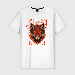 Футболка slim-fit Голова огненного лиса, цвет: белый