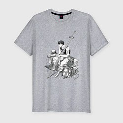 Футболка slim-fit Берсерк манга и аниме, цвет: меланж