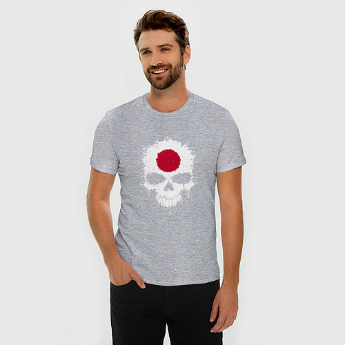 Мужская slim-футболка Череп Япония / Меланж – фото 3