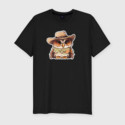 Футболка slim-fit Мудрая сова, цвет: черный
