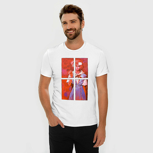 Мужская slim-футболка Аянами разбитые зеркала / Белый – фото 3