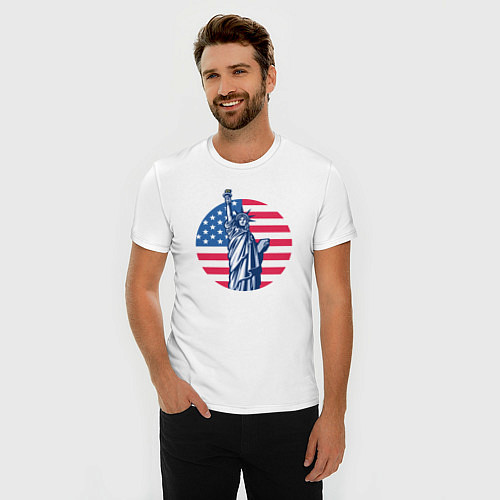 Мужская slim-футболка Statue of Liberty / Белый – фото 3