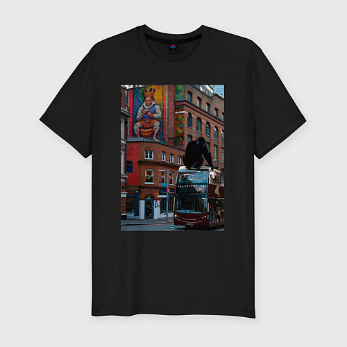 Мужская slim-футболка MoMo - Лондон / Черный – фото 1