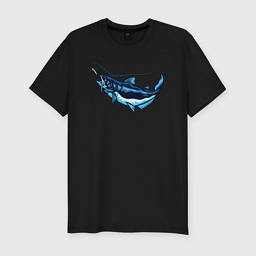 Мужская slim-футболка Лазурная рыбка / Черный – фото 1